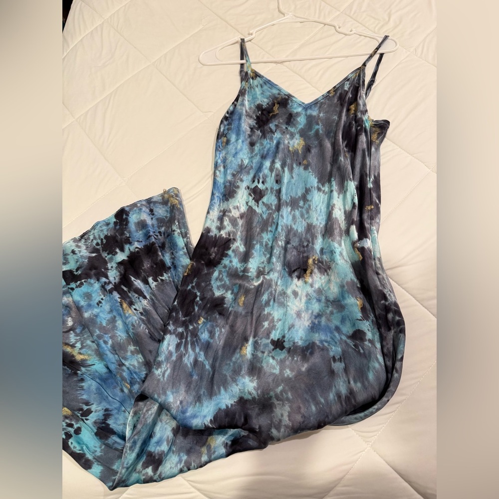Blue and Black Tie-Dye Maxi Dress